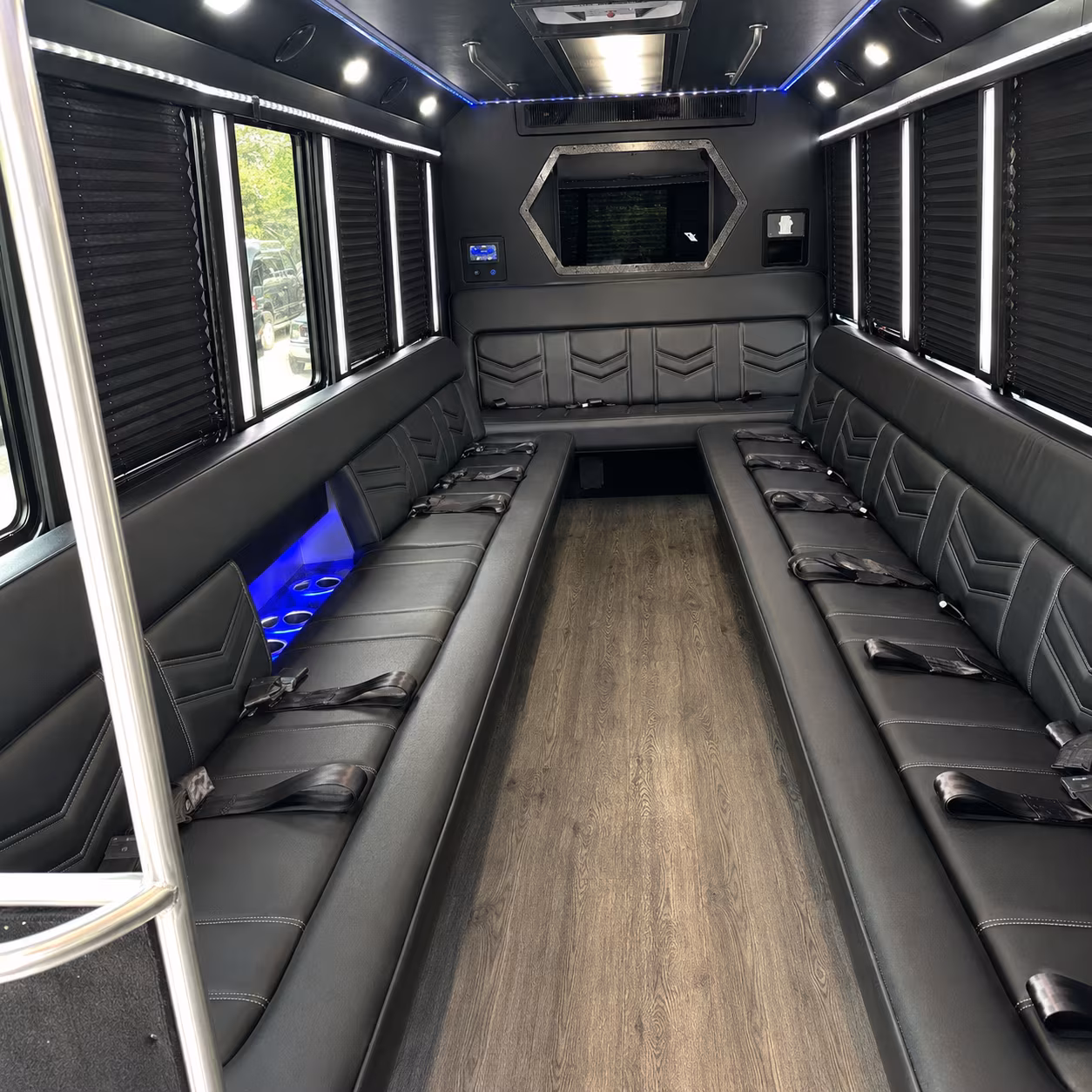 Orange Bachelor & Bachelorette Transportation party bus exterior