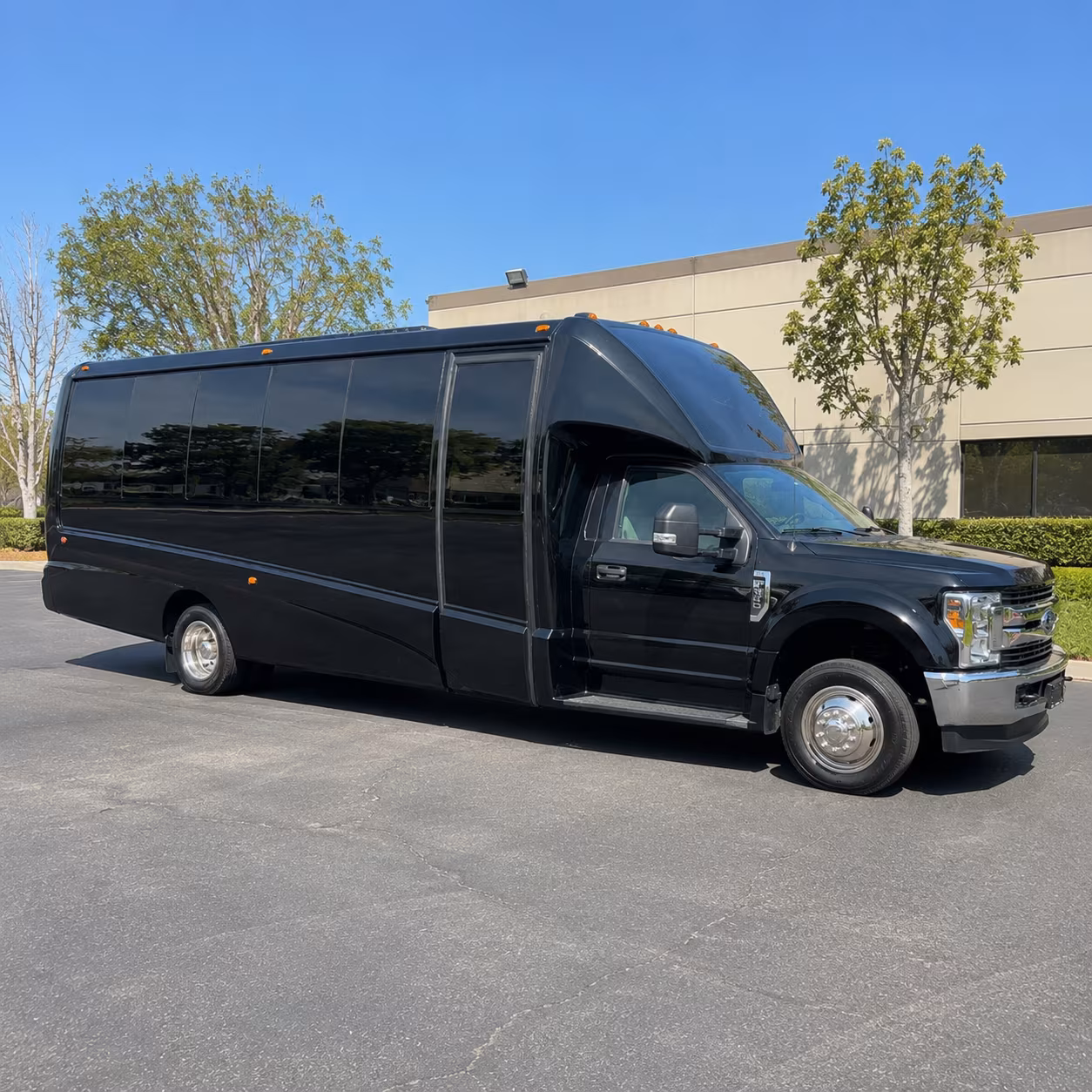 Orange Birthday, Sweet 16, & Quinceañera Transportation party bus exterior