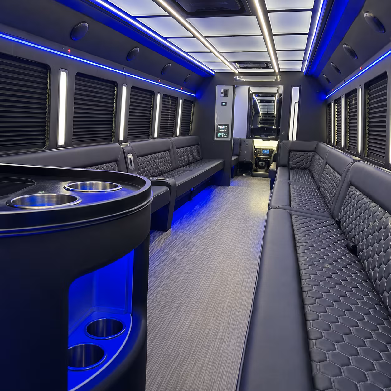 Orange Birthday, Sweet 16, & Quinceañera Transportation party bus exterior