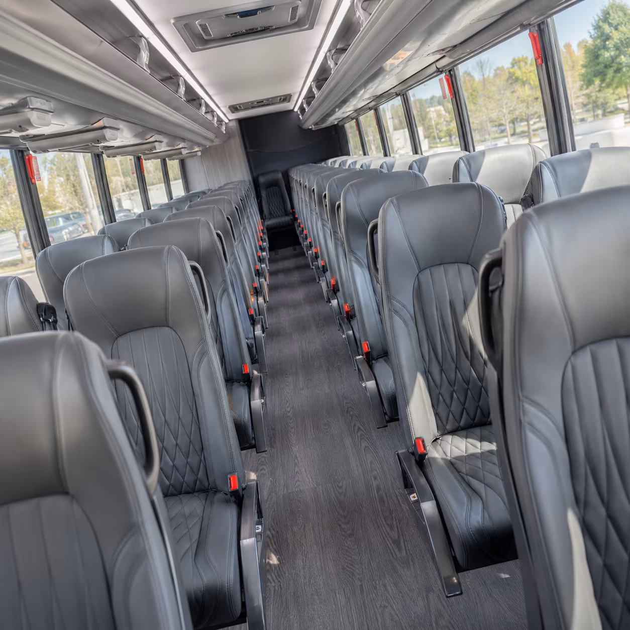 Orange Corporate Transportation party bus exterior