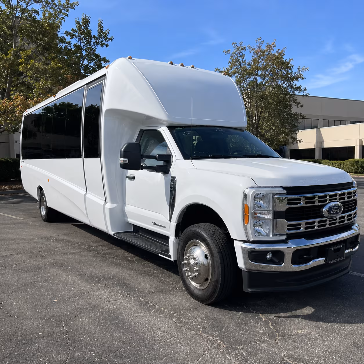 Orange Corporate Transportation party bus exterior