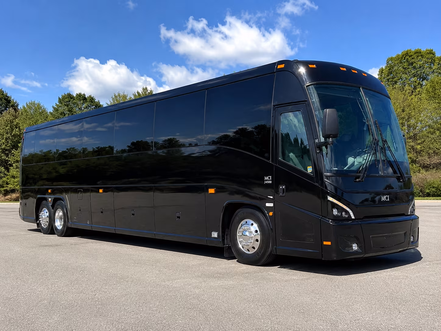 Orange Corporate Transportation party bus exterior