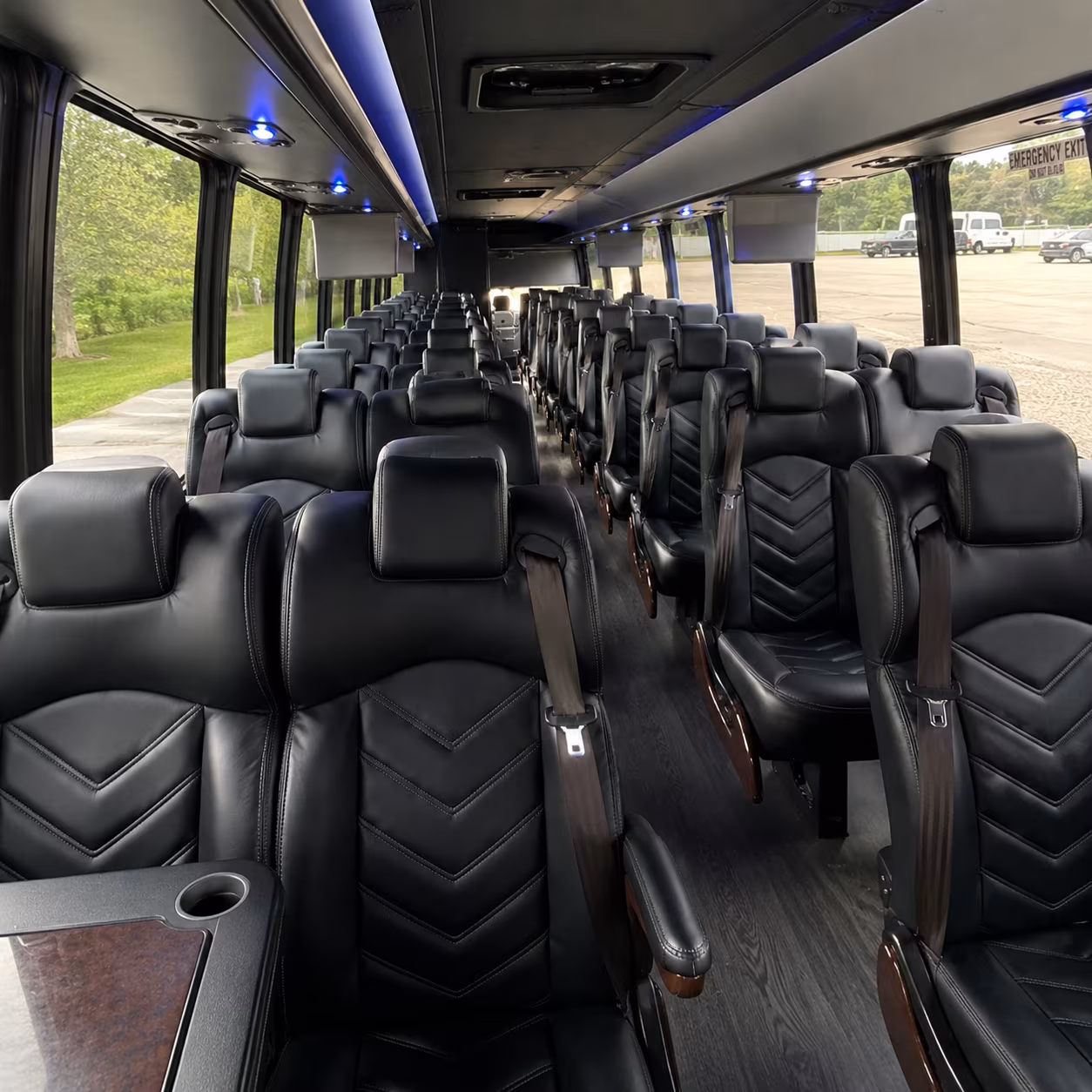 Orange Corporate Transportation party bus interior