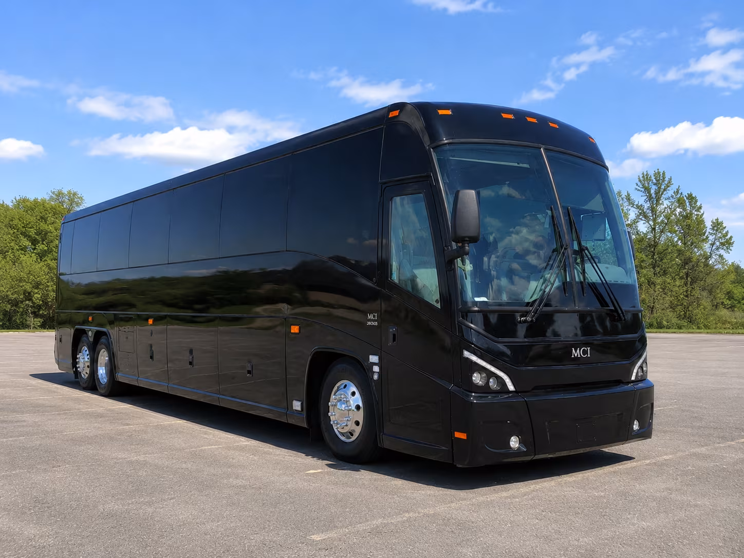 Orange Corporate Transportation party bus exterior
