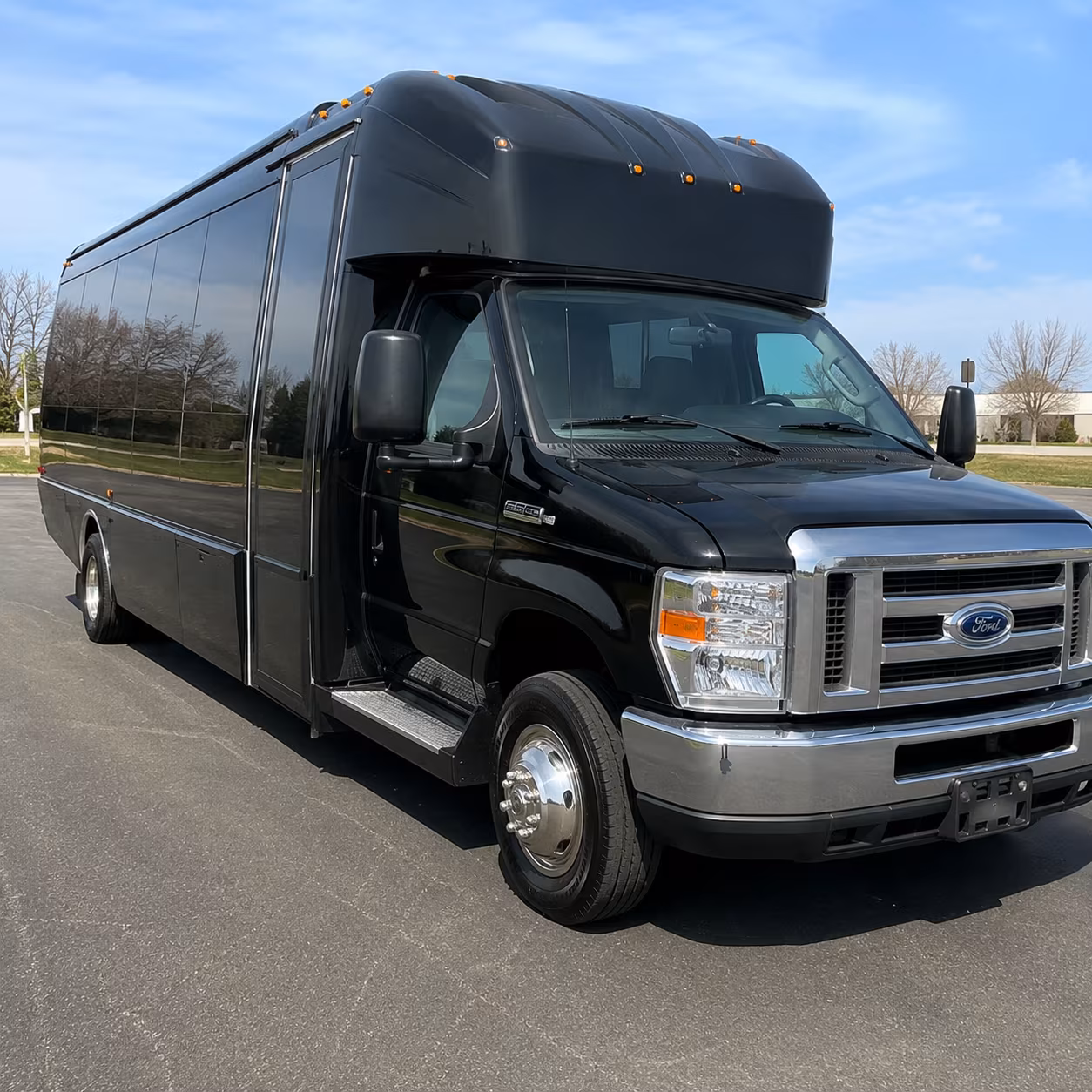 Orange Private Event Transportation party bus exterior