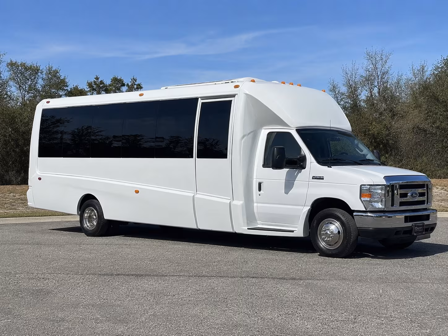 Orange Private Event Transportation party bus exterior