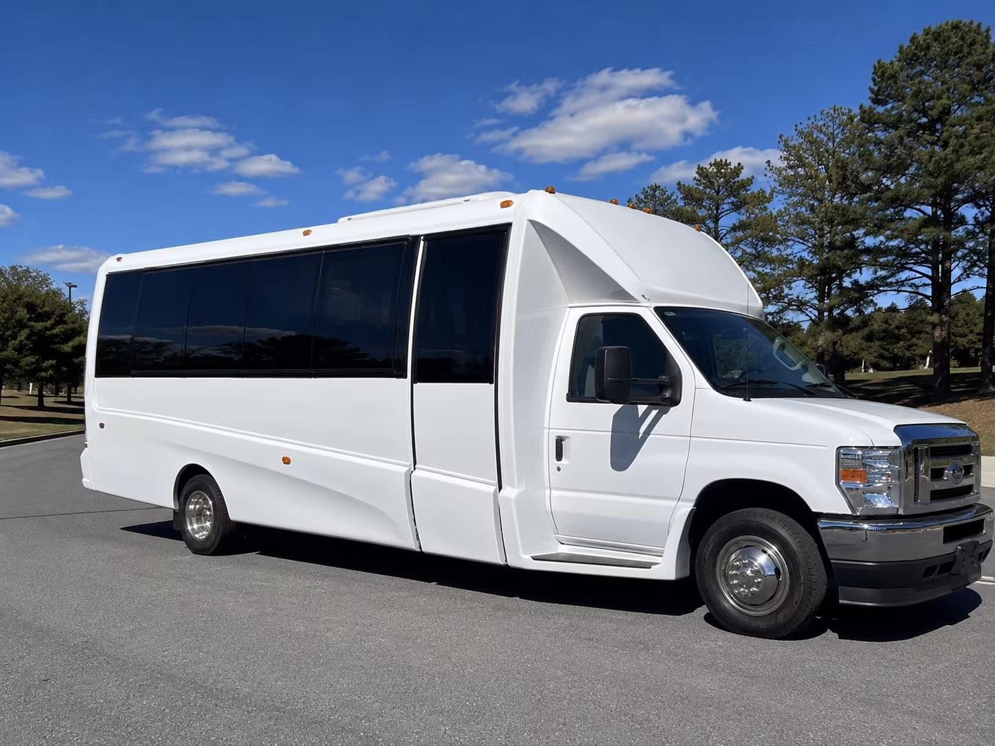 Orange Private Event Transportation party bus exterior