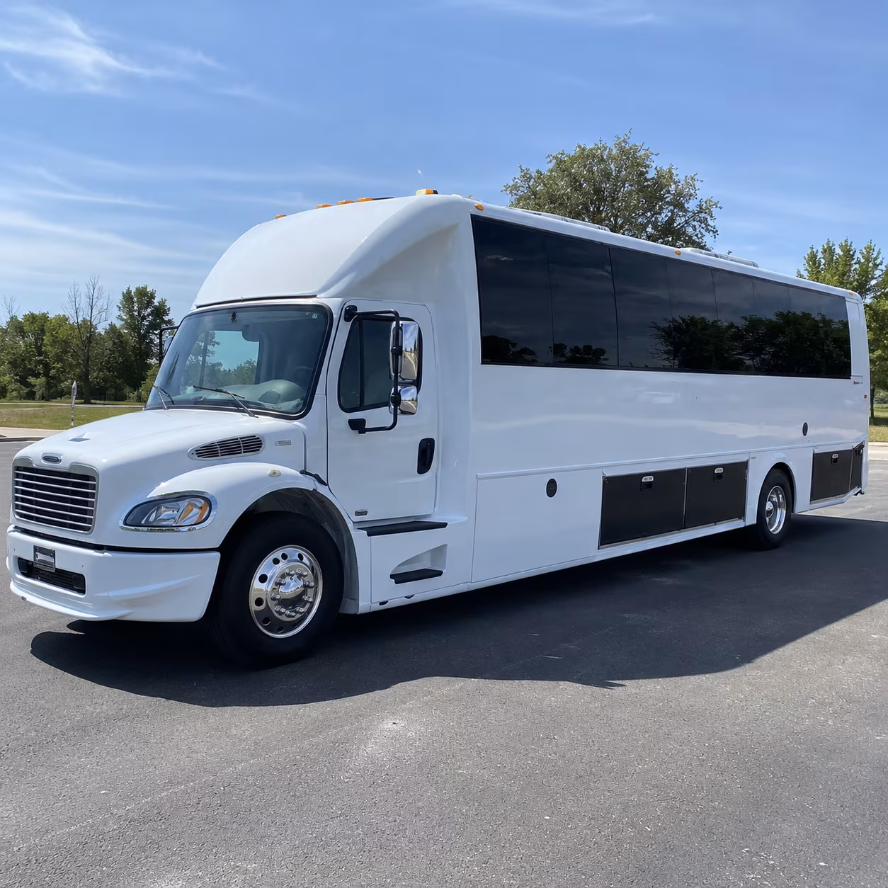 Orange Sporting Event Transportation party bus exterior