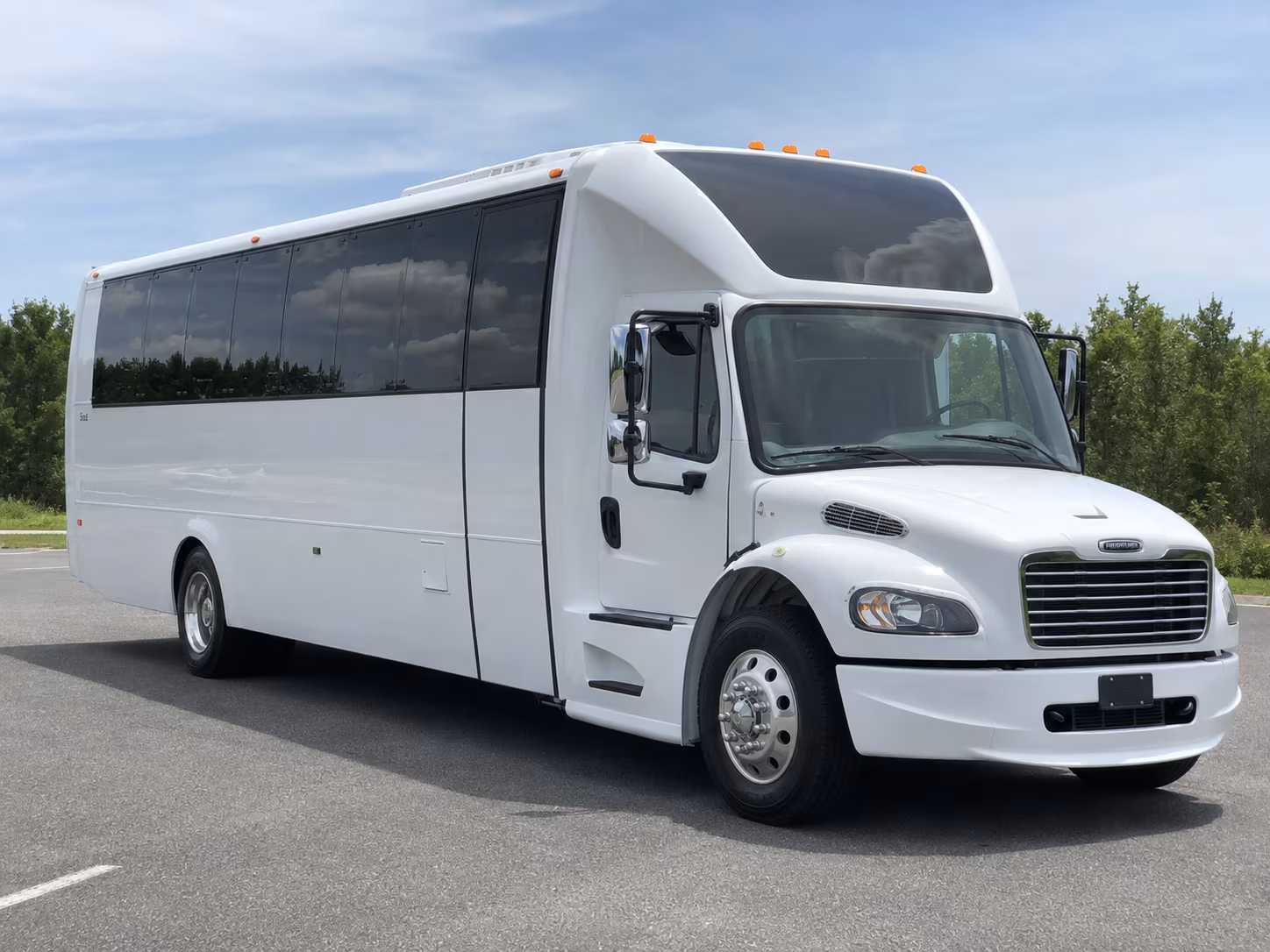 Orange Sporting Event Transportation party bus exterior