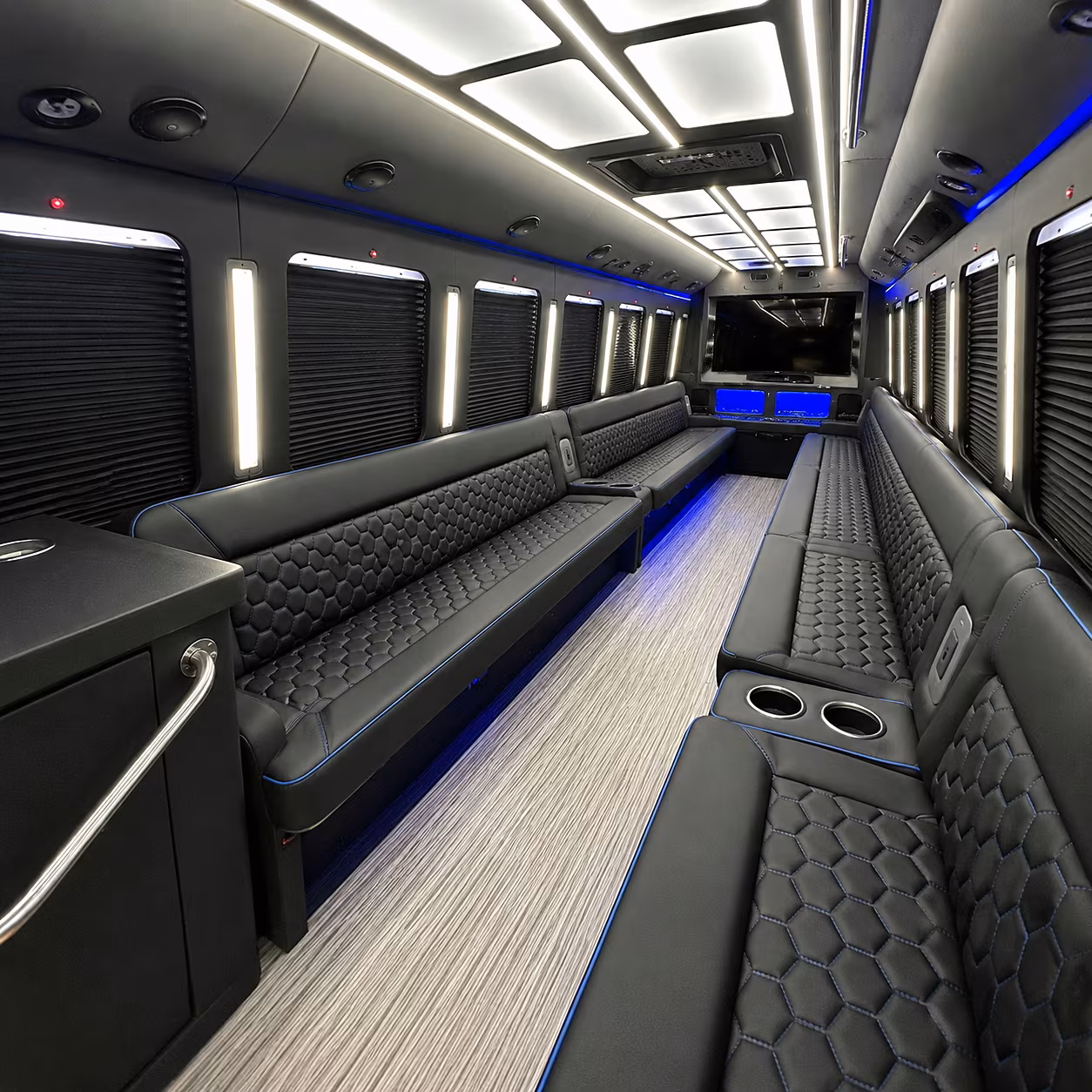 Orange Sporting Event Transportation party bus interior