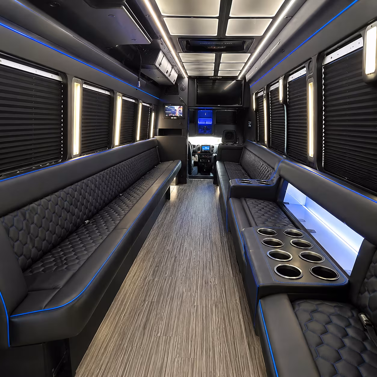Orange Wedding Transportation party bus interior