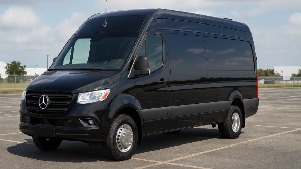 Exterior of Charter Bus Company Garden Grove's 14 Passenger Sprinter Limousine in Garden Grove