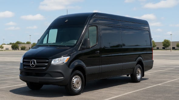 Exterior of Charter Bus Company Irvine's 14 Passenger Sprinter Limousine in Irvine