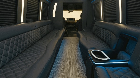 Interior of Charter Bus Company Tustin's 25 Passenger Party Bus in Tustin