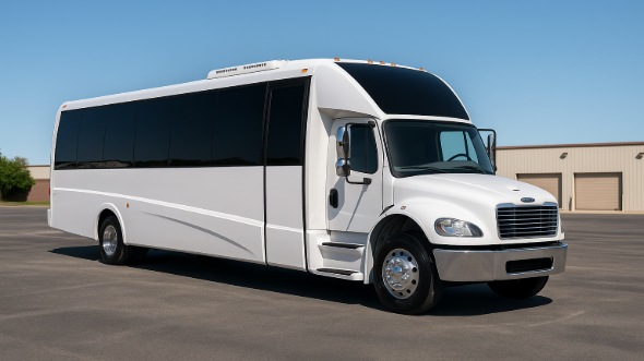 Exterior of Charter Bus Company Irvine's 25 Passenger Party Bus in Irvine