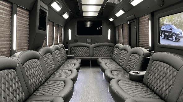 Interior of Charter Bus Company Irvine's 30 Passenger Party Bus in Irvine