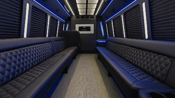 Interior of Orange Party Bus Company's 40 Passenger Party Bus in Orange