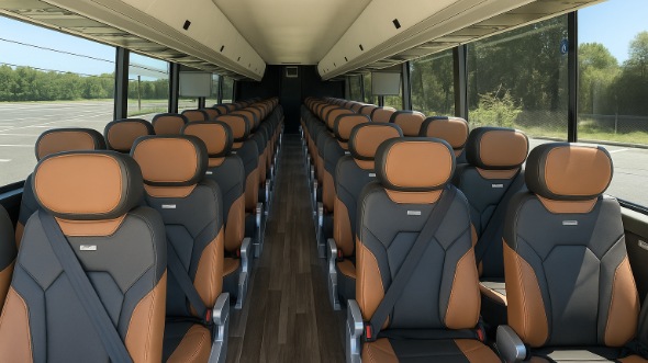 Interior of Charter Bus Company Orange's 47 Passenger Charter Bus in Orange