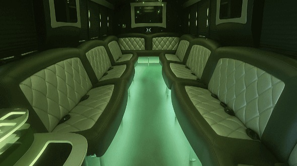 Interior of Charter Bus Company Tustin's 50 Passenger Party Bus in Tustin