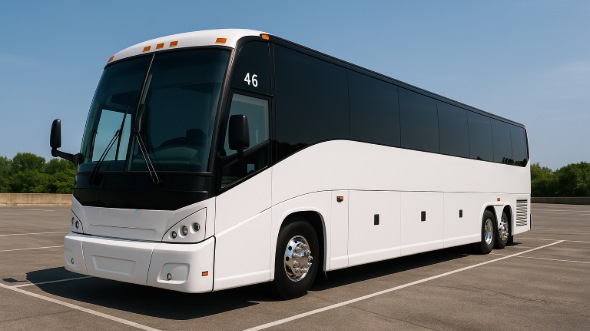 Exterior of Charter Bus Company Santa Ana's 50 Passenger Party Bus in Santa Ana