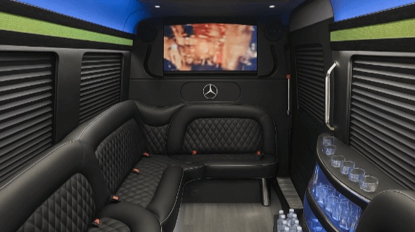 orange 14 passenger sprinter limousine interior